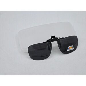 Style Polarized Clip On Sunglasses Unisex Black Rectangle Flip Up - NEW